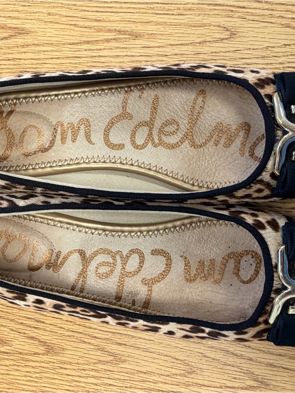 Sam Edelman Leopard-Print Flats with Black Trim and Gold Accent